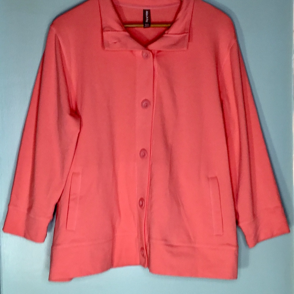 White Stag Coral Cardigan Women’s Size XL Button Up Long Sleeves Pockets